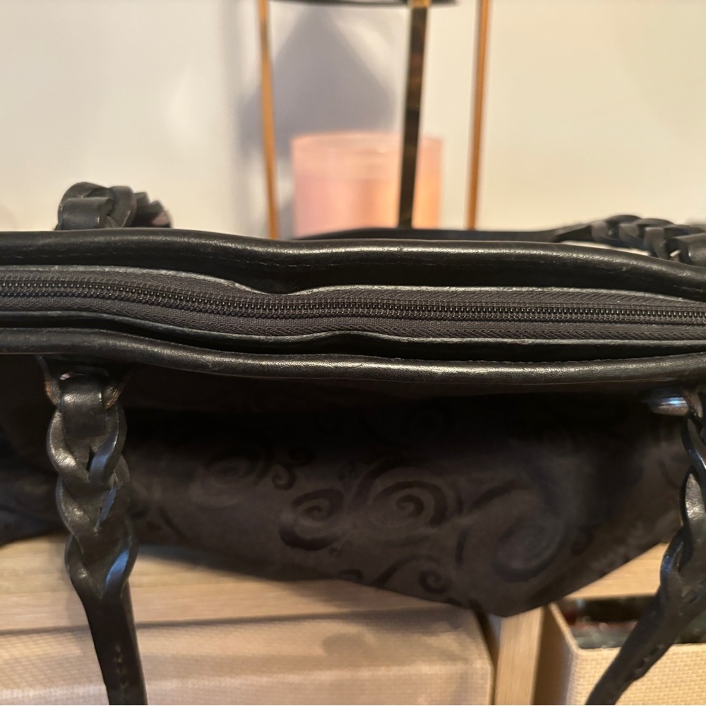 Brighton Black Canvas Leather Trim Tote Bag w/ Charm - Picture 8 of 8